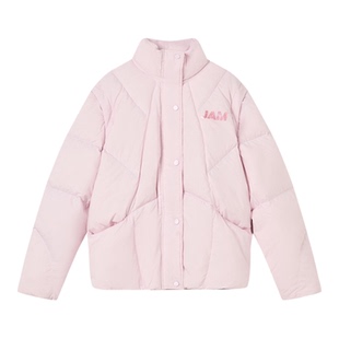 Jamor加墨时尚少女粉色直筒羽绒服保暖外套女装上衣2025冬季新款