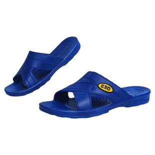 防静电拖鞋男女通用黑色电子厂无尘车间SPU防滑软低黄标厚底护指