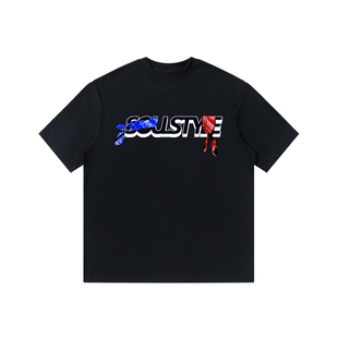 soulstyle原创基础LOGO嘻哈街舞儿童款成人宽松小领口短袖bboyT恤