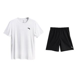 安踏运动套装女夏季新款官方正品宽松休闲跑步速干短袖短裤两件套