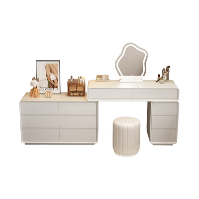 奶油风2025新款梳妆台卧室斗柜一体现代简约实木化妆桌床头柜小型
