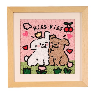 戳戳绣diy手工刺绣材料包可爱狗狗毛线解压生日礼物送闺蜜线条画