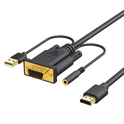 hdmi转vga线台式电脑主机转接连接显示器投影仪高清转换器音频