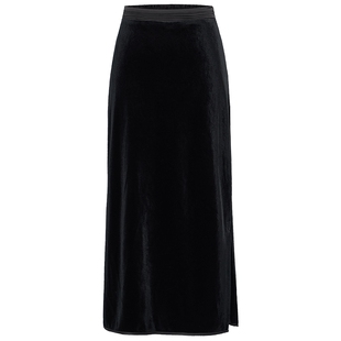 马天奴商场同款春季新款丝绒半身裙官方女装半截中长裙子