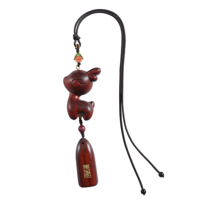 紫檀一路平安上上签高档汽车挂件