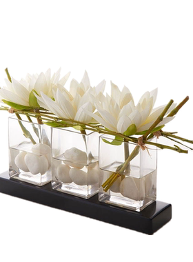 中式样板间酒店成品莲花摆件花艺