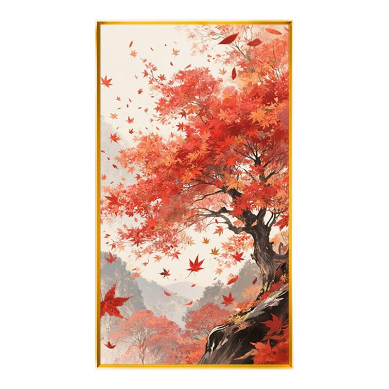 鸿运当头满绣枫树十字绣吉祥如意2025新款线绣客厅玄关聚宝盆风景