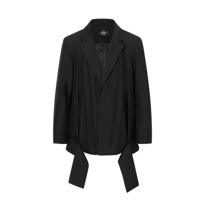 ordudiordu压褶解构拼带西装外套设计感气质简约休闲中长款上衣