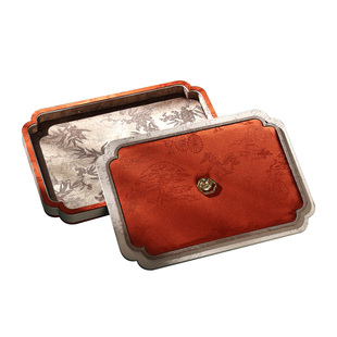 带盖首饰托盘国风黄金玉器珠宝展示盘高档文玩看货盘饰品收纳盒子