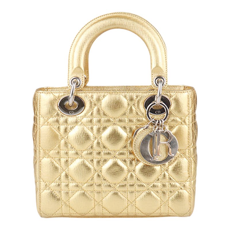 DIOR(迪奥)金色牛皮斜挎包