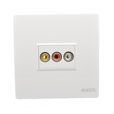 免焊三孔莲花RCA对劲接音视频插座86型直插AV多媒体墙壁暗装面板