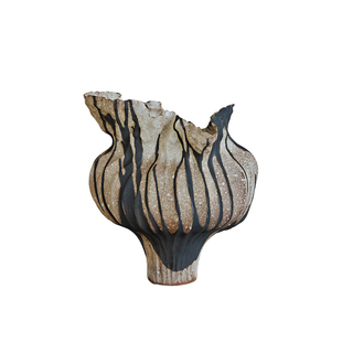 宅子插花艺术感粗陶手绘高级质感花瓶民宿景德镇侘寂陶瓷花器摆件