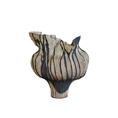 复古陶瓷褶皱花器摆件