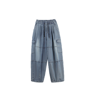 NOPASS水洗廓形阔腿工装牛仔裤