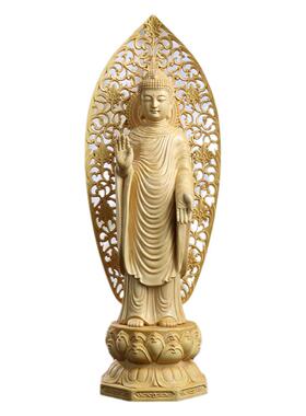 黄杨木雕中式木质雕刻工艺品唐氏释迦牟尼佛像客厅佛创意家居摆件