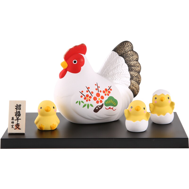手工彩绘生肖鸡摆件日本药师窑