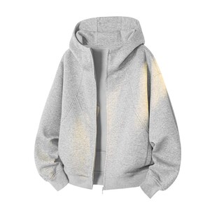 特大码300斤重磅解构拼接立领连帽卫衣男款秋冬美式开衫外套上衣