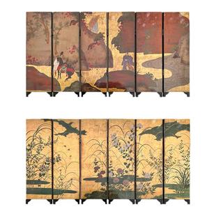 茶空间茶桌双面小屏风摆件仿古复古茶台漆器摆件茶道配件礼盒装