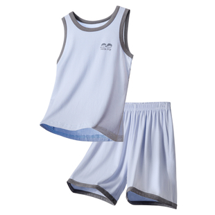 儿童莫代尔背心套装男童女童夏季轻薄款家居服小孩冰丝空调服睡衣