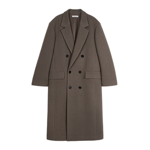 MRS Studios 经典羊绒羊毛ROW风H-LINE双排扣直筒西装大衣外套黑