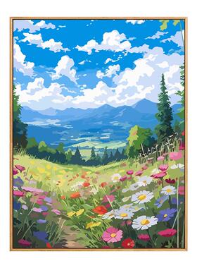 宫崎骏治愈山野风景diy数字油画