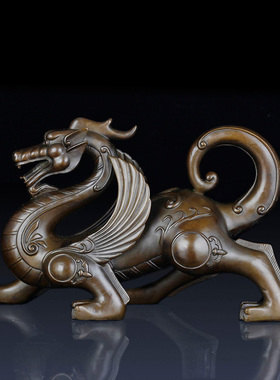 纯黄铜貔貅摆件家居客厅动物装饰品办公室铜貔貅工艺品铜礼品摆件