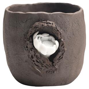 陶迷粗陶茶杯手工捏制品茗杯创意浮雕苍松大号单杯功夫茶具主人杯