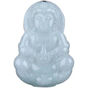 缅甸正品玉石翡翠观音吊坠项链天然A货玉观音挂件男大款玉坠证书