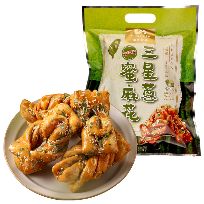 台湾特色传统小吃明奇古早味三星葱蜜麻花7个装休闲茶点零食