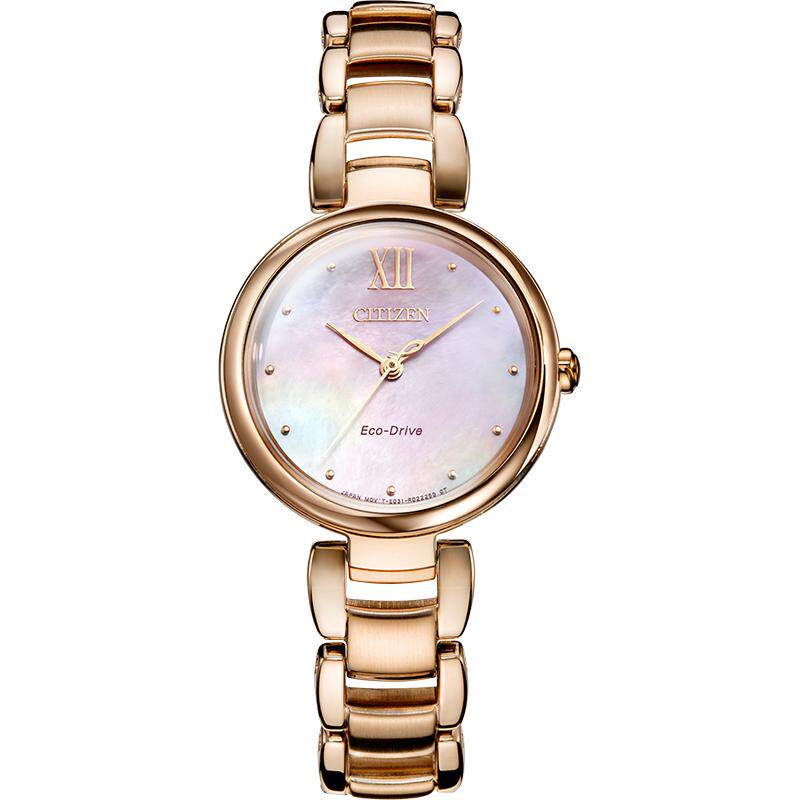 【自营】西铁城手表女 小铃花光动能简约时尚钢带女表EM0533-82Y