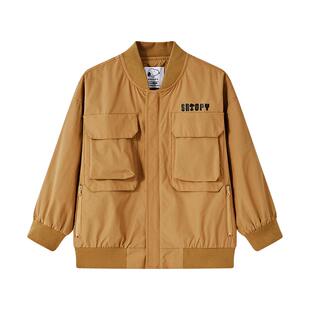 史努比男童洋气外套2026春秋新款儿童飞行夹克上衣户外帅气时髦潮