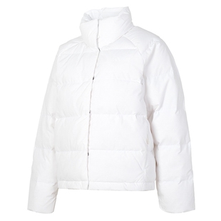 阿迪达斯白色立领羽绒服女2025冬季新款保暖运动服休闲夹克IX8867