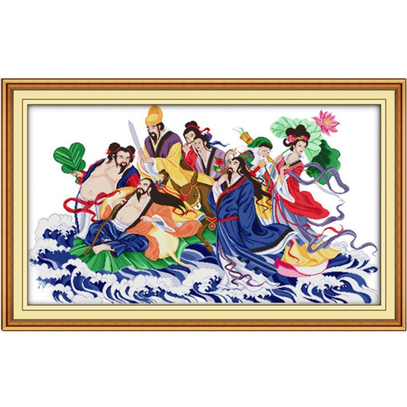 神话八仙过海十字绣古风八仙图