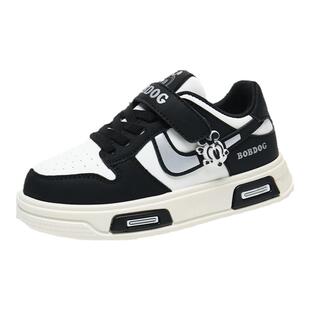 巴布豆男童板鞋2025新款春季低帮中大童女孩熊猫色时尚儿童运动鞋