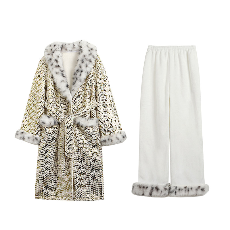 ANNZ烫金亮片法兰绒女奢华家居服