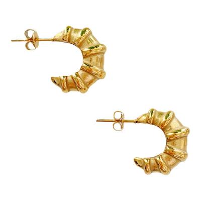 钛钢镀金复古做旧牛角包耳钉女