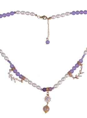 汉服古风配饰璎珞珍珠紫色项链女