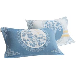 小清新全棉棉纱枕巾一对欧式四层纯棉纱布吸汗枕头巾学生宿舍盖巾