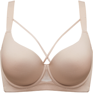 大码无痕粉底液隐形内衣不透大胸显小性感聚拢收副乳防下垂文胸罩