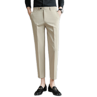 矮个子八分男士裤子春秋季修身小脚九分商务正装8分9分休闲西裤男