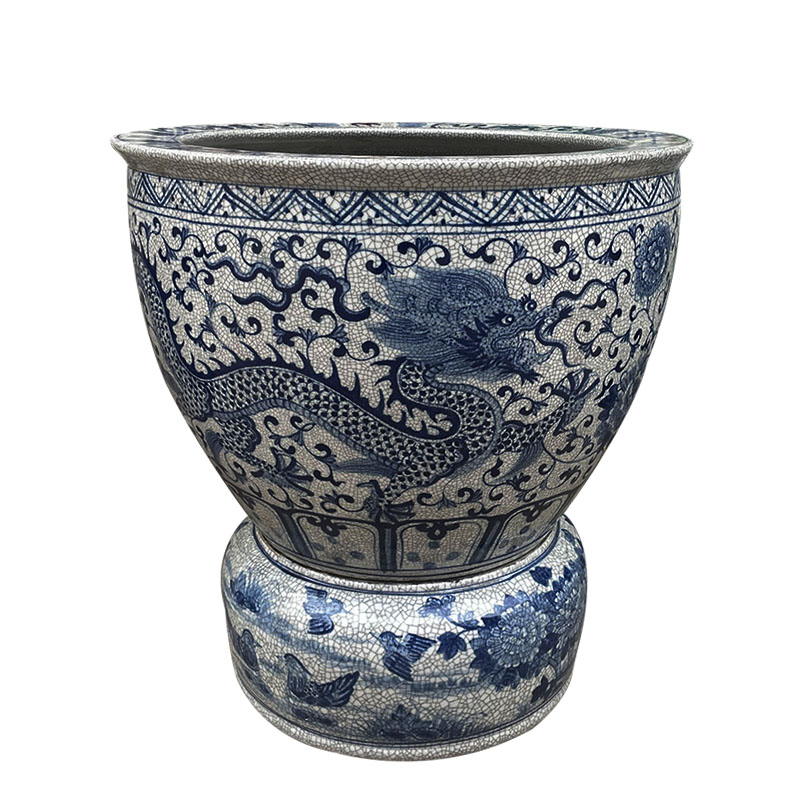 景德镇青花瓷裂纹大号鱼缸
