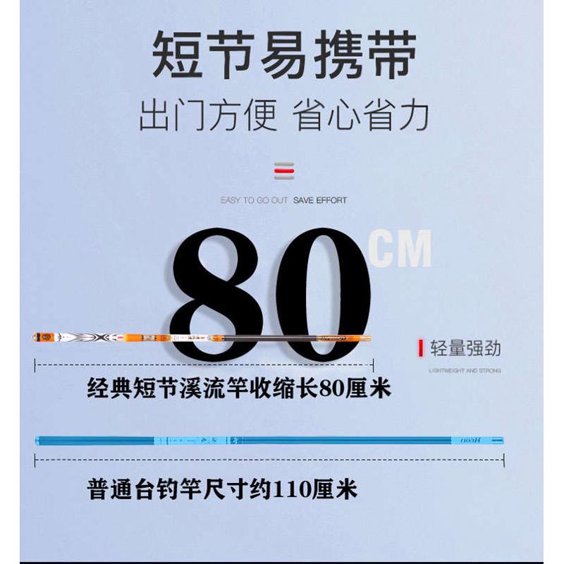 传统短节溪流竿超轻超硬28调19台钓竿手竿钓鱼杆鲤鱼5.4米套装4.5