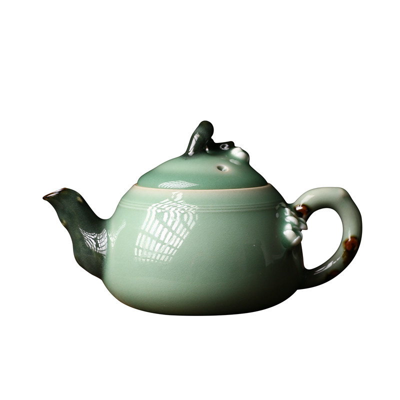 龙泉青瓷名师毛丹云弟窑把玩茶壶