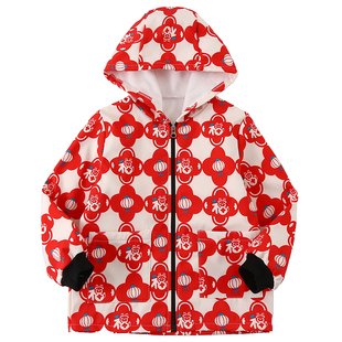 羽绒服罩衣儿童冬季女童宝宝吃饭衣长袖围裙加绒护衣女孩防水罩衫