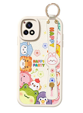 适用vivo y53s手机壳新款y52s卡通y32动物家园y35斜挎挂绳y36防摔y33s背带子y31s可爱y30腕带t1女保护套T2x丫