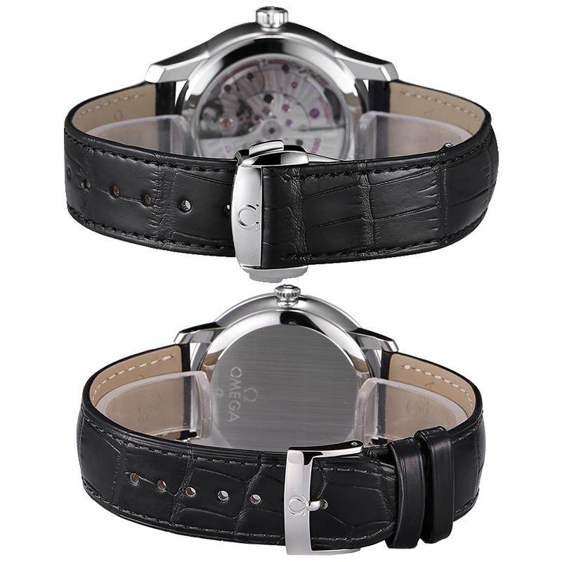 适配欧米茄表带碟飞原装双面真皮手表带男女碟飞海马超霸系列