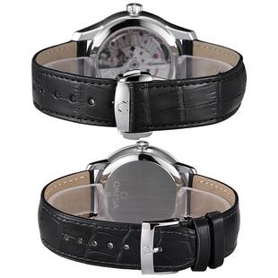 适配欧米茄表带碟飞原装双面真皮手表带男女碟飞海马超霸系列