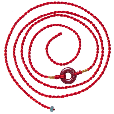 高档朱砂平安扣红绳腰链挂饰绳