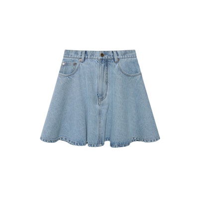 IMMI牛仔高腰短款伞裙