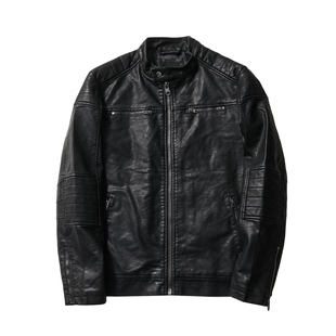 机车硬汉！澳单高端秋冬男士水洗防撕裂时尚休闲立领皮衣夹克外套